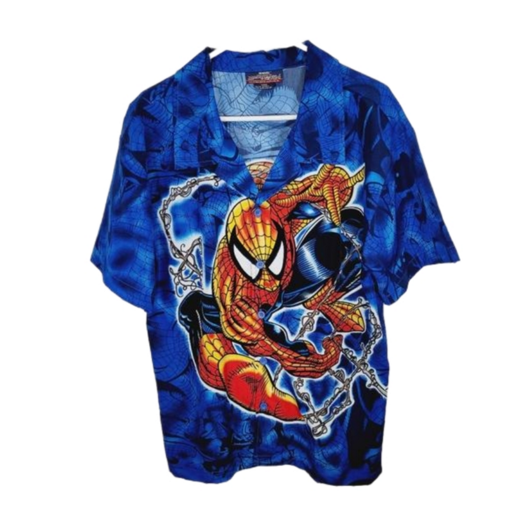 Marvel Spiderman short sleeve button down shirt